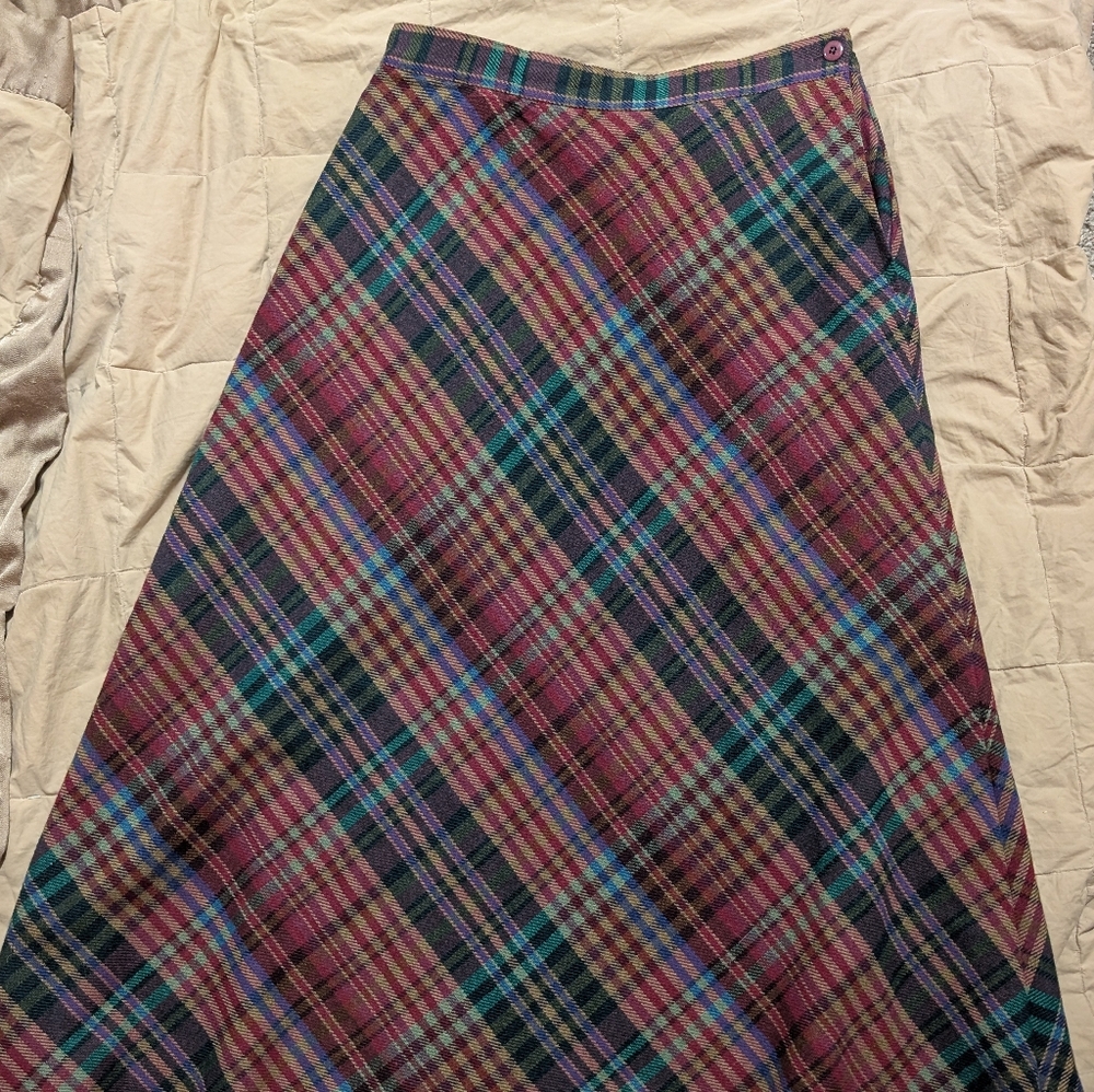 Plaid A-Line Skirt - Multicolor